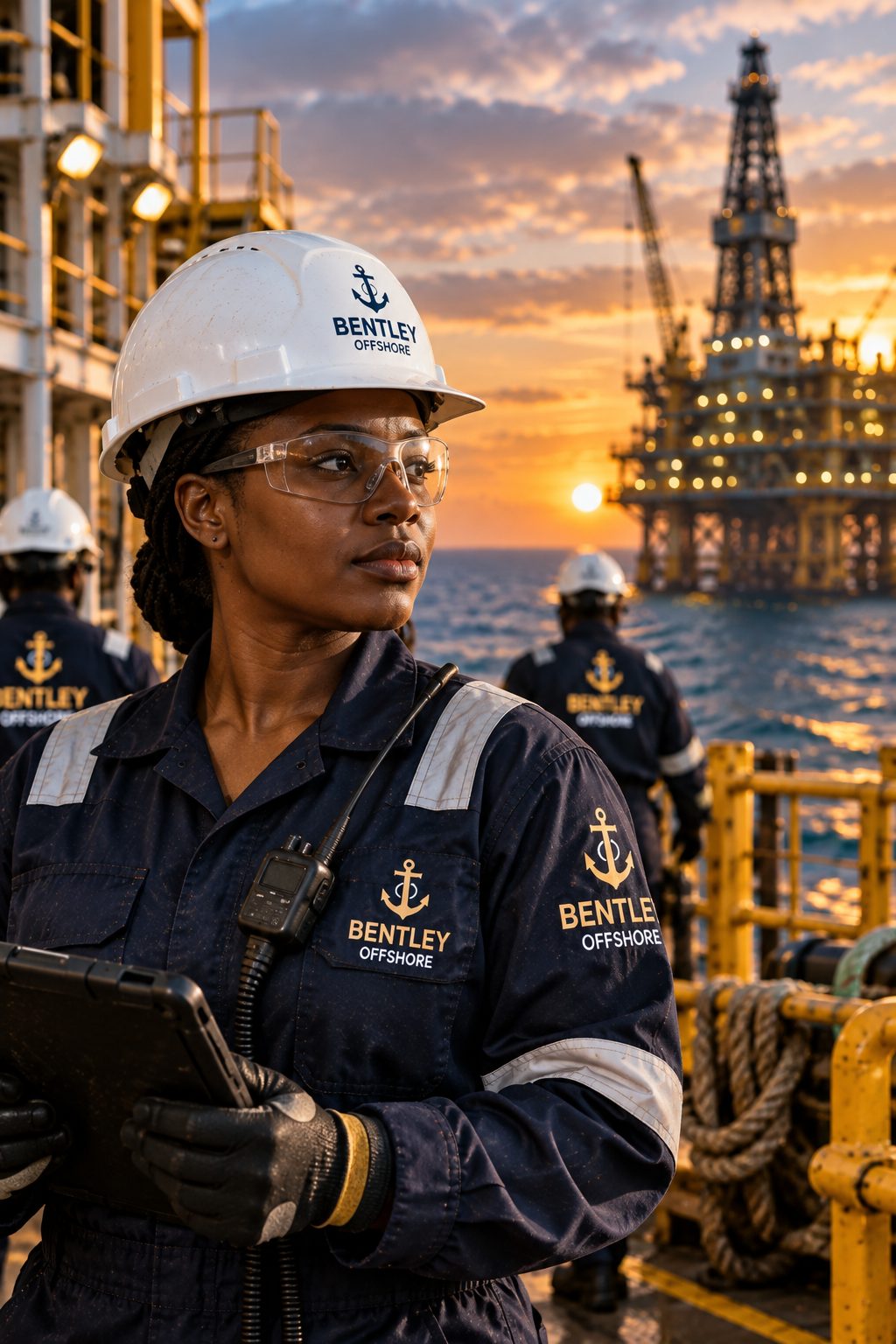 Bentley Offshore female offshore professional supporting marine and energy operations.
