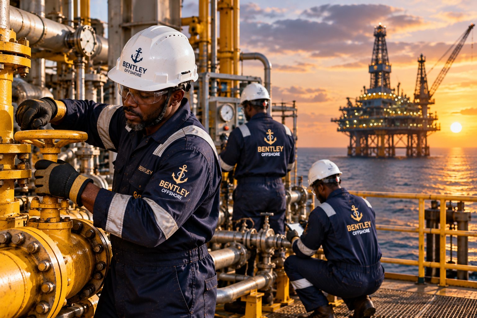 Bentley Offshore personnel supporting energy and petroleum operations offshore.