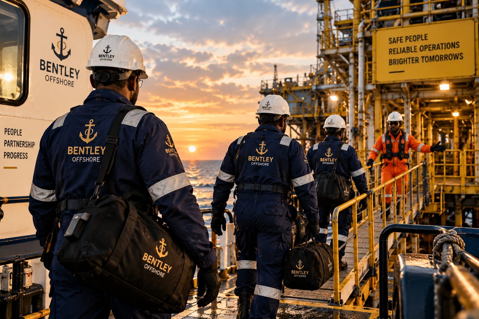 Bentley Offshore personnel supporting offshore oil and gas operations.